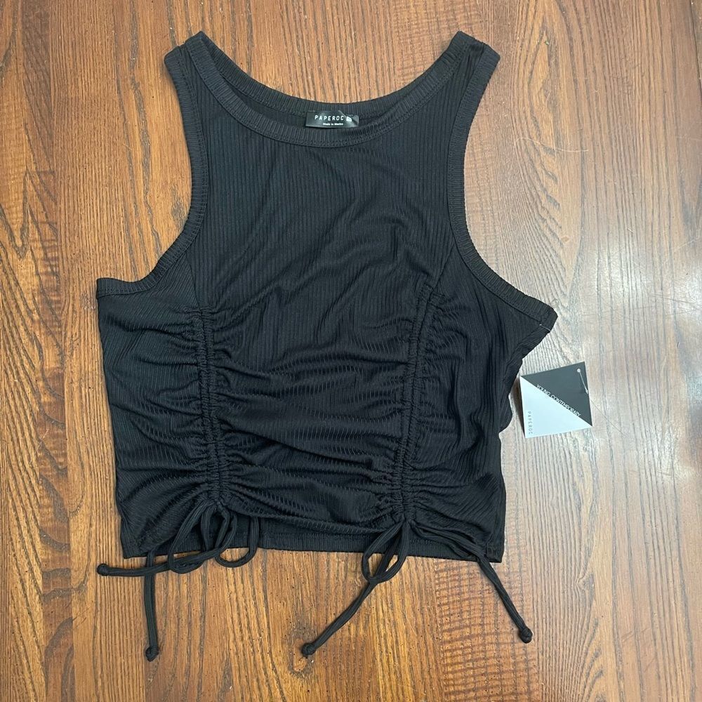 Paperoc Black Crop Tank Size Juniors XL NWT
